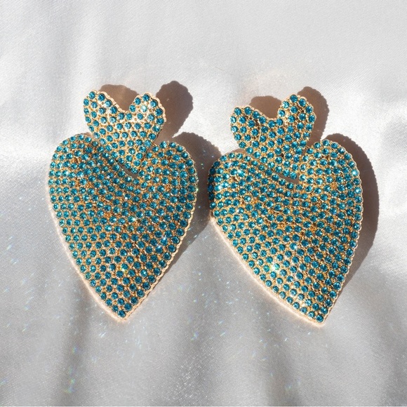 ✨For Love and Lemons Adela Rhinestone Heart Earrings - Picture 6 of 6